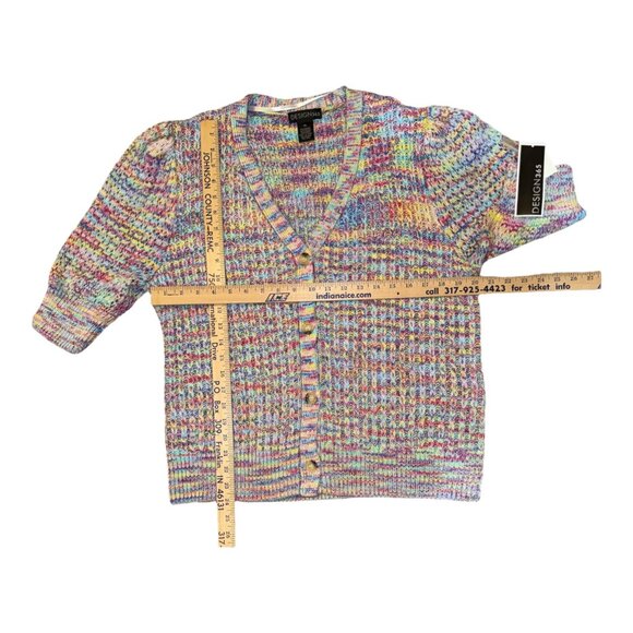 Design 365 Pink, Blue & Yellow 3/4 Balloon Sleeve Cardigan Sweater Women's XL - Picture 11 of 13